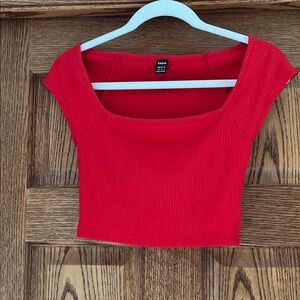 Forever 21 Red Ribbed Bodysuit